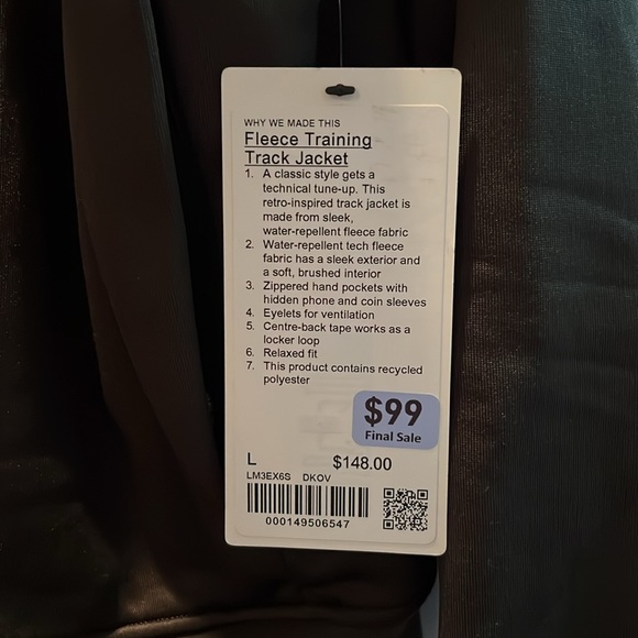 LULULEMON Fleece Training Track Jacket size Large - Picture 2 of 3